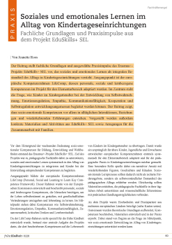 Soziales und emotionales Lernen im Alltag von Kindertageseinrichtungen